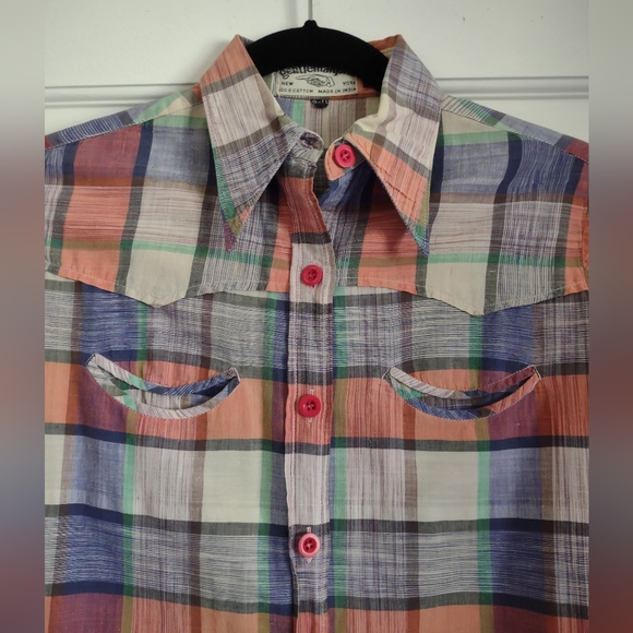 Vintage Gentleman John 60's Women's Shirt‎ Size XS/Sm Multicolored Plaid Checked - Picture 6 of 11
